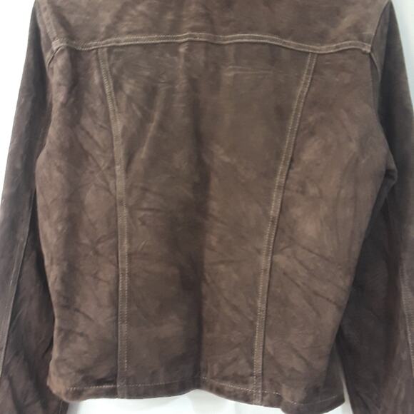 AMI Sz L Brown 100% Leather Y2K Western Lined Zipper Front Vintage Jacket Rodeo - Picture 5 of 12